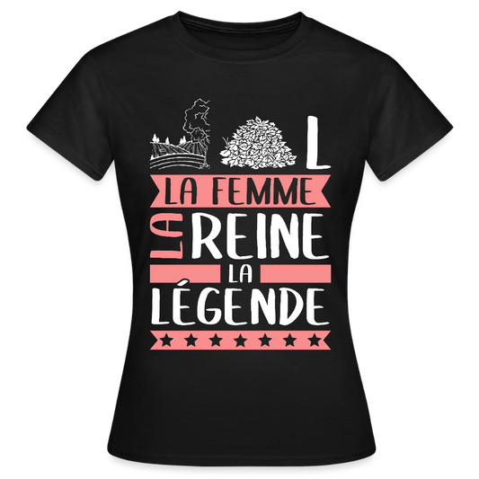 T-shirt femme Chantal rébus – La femme, la reine, la légende - noir