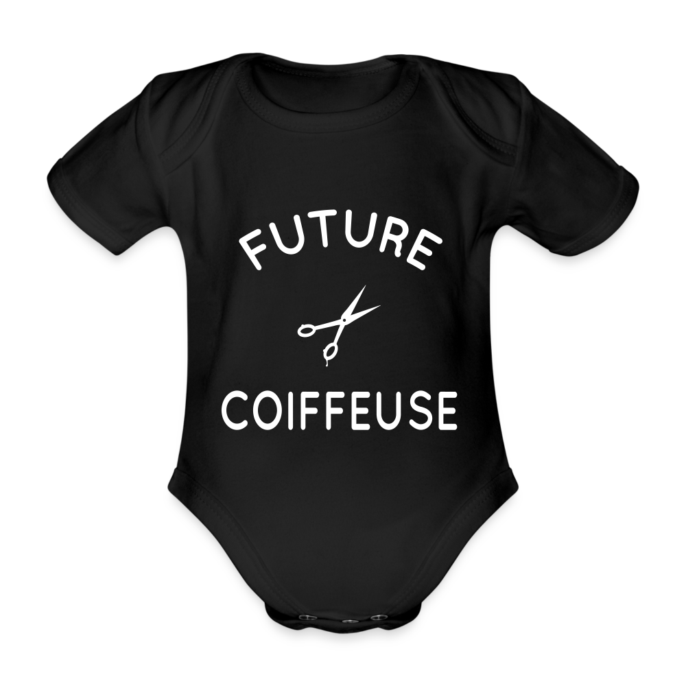 Body Bébé bio manches courtes - Future coiffeuse - noir