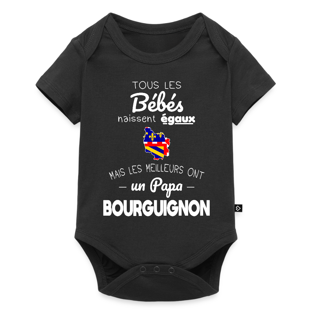 Body Bébé bio manches courtes - Les Meilleurs Ont Un Papa Bourguignon - noir