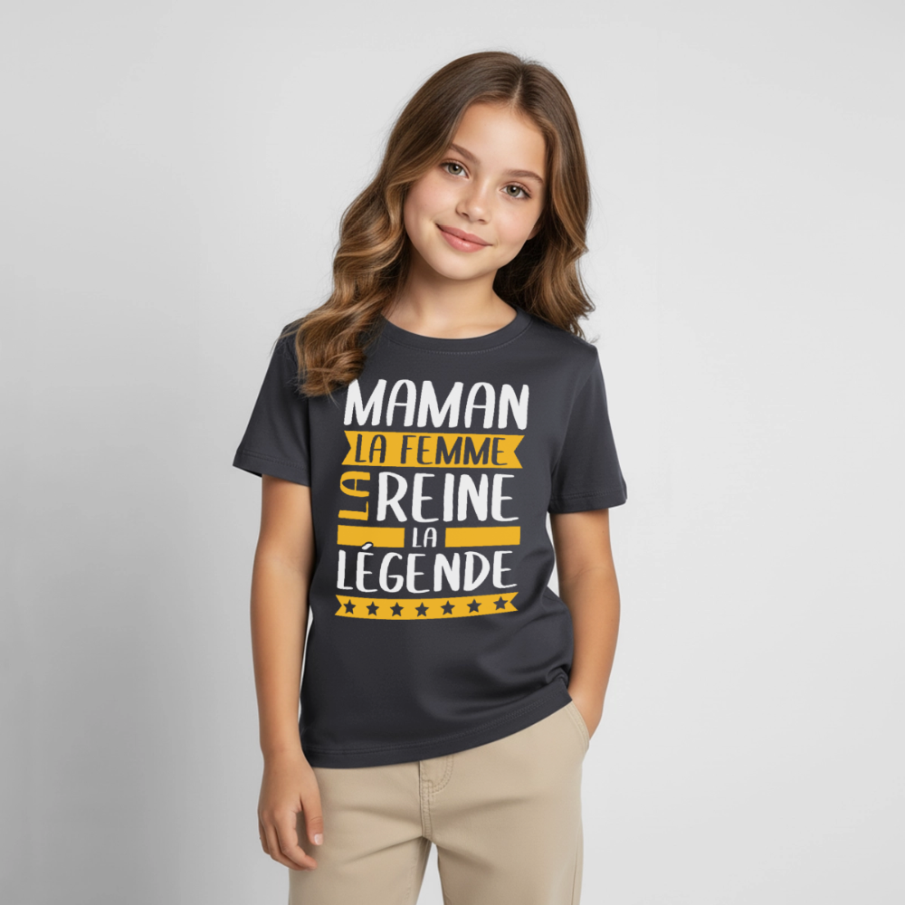 T-shirt enfant - Maman, la femme, la reine, la légende - charbon
