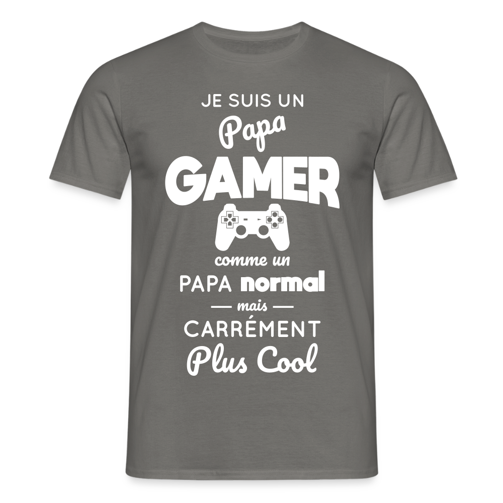 T-shirt Homme - Papa gamer plus cool - gris graphite