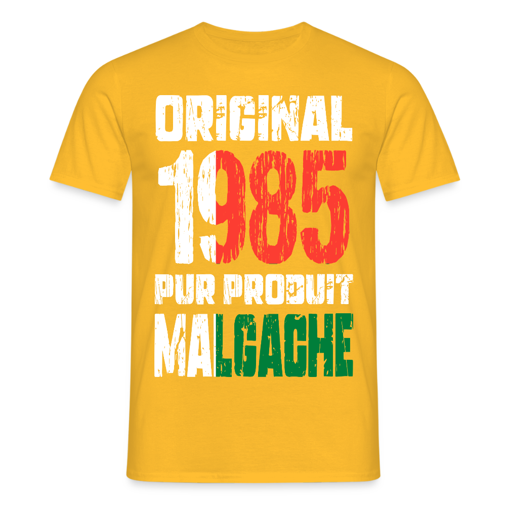T-shirt Homme - Anniversaire 40 Ans - Original 1985 - Pur produit Malgache - jaune