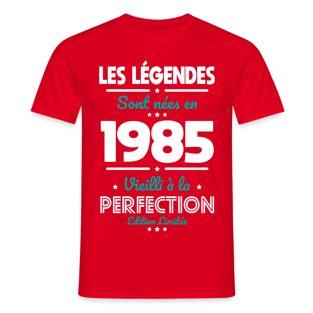 T-shirt Homme - Anniversaire 40 Ans - Les Légendes sont nées en 1985 - rouge
