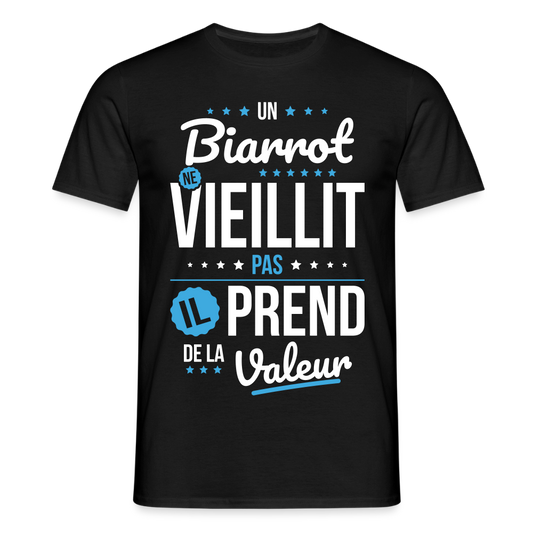 T-shirt Homme - Un Biarrot ne vieillit pas - noir