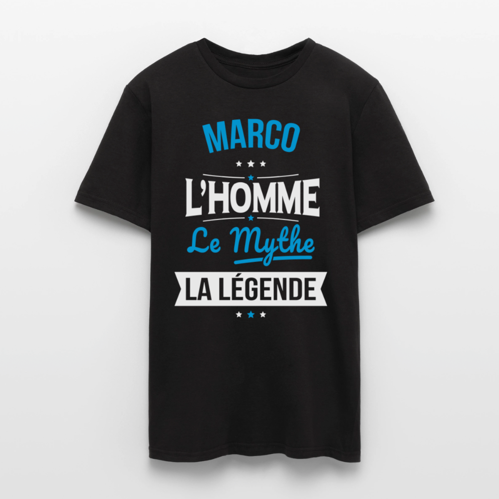 T-shirt Marco l’homme le mythe la légende – Cadeau original homme - noir