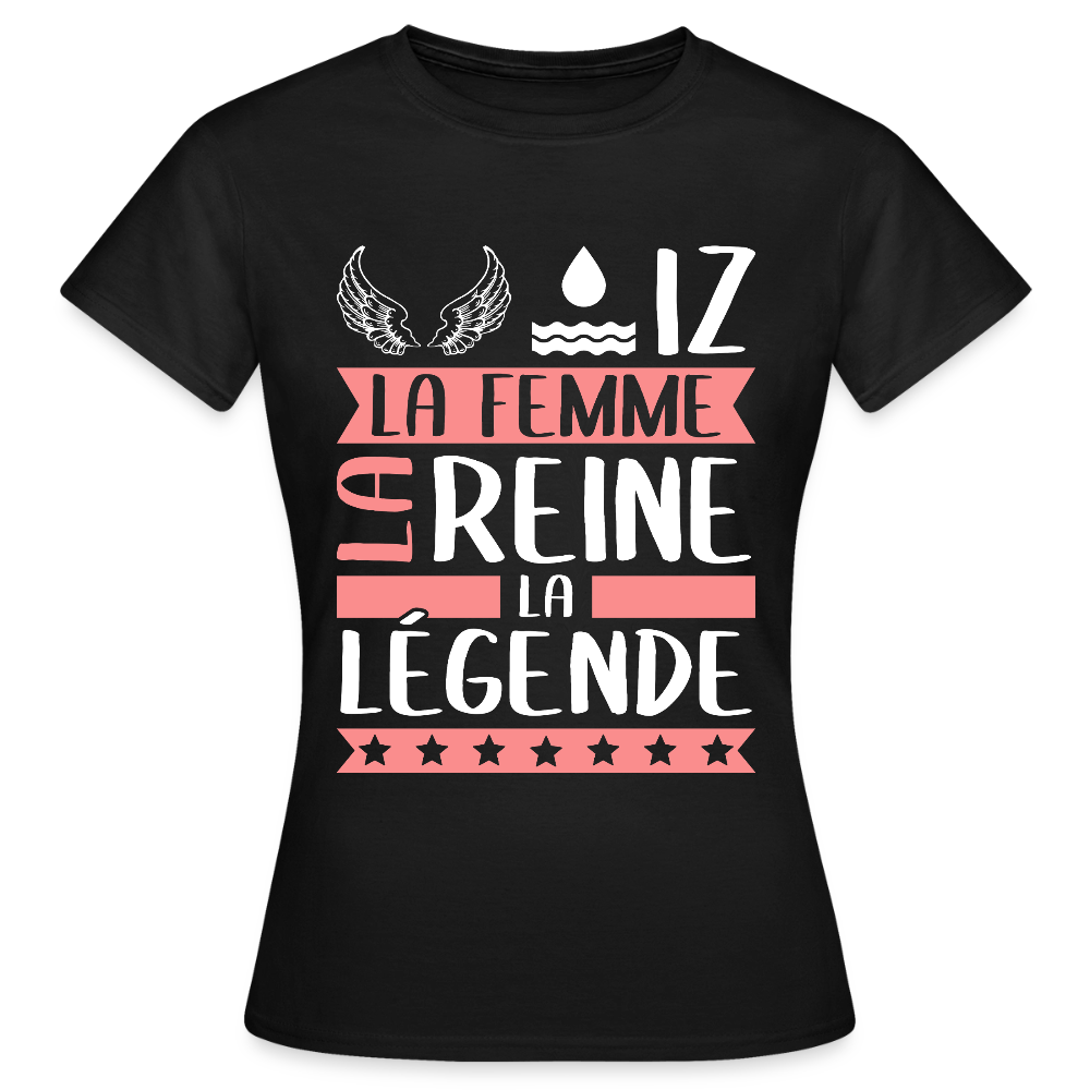 T-shirt femme Héloïse rébus – La femme, la reine, la légende - noir