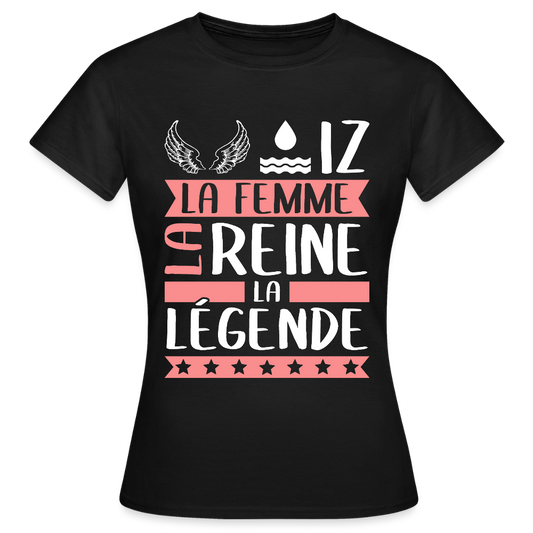T-shirt femme Héloïse rébus – La femme, la reine, la légende - noir