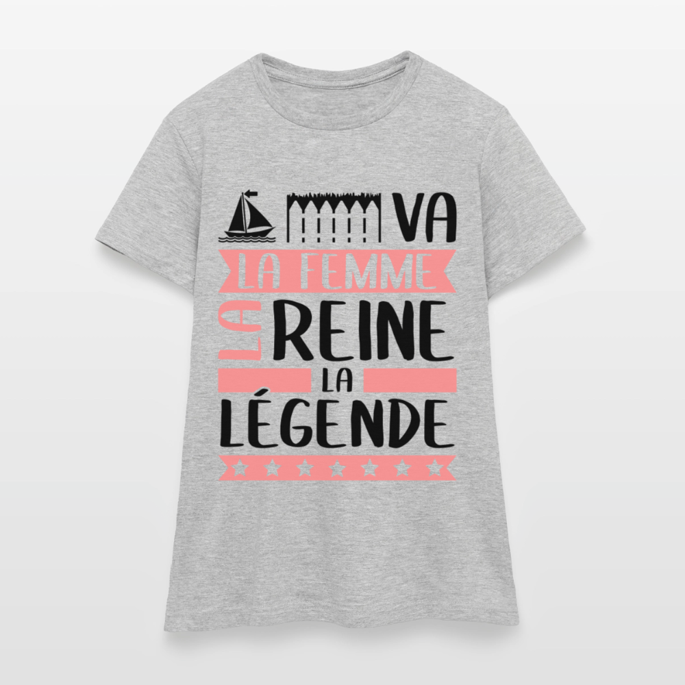 T-shirt femme coloris clair Maëva rébus – La Femme, la reine, la légende - gris chiné