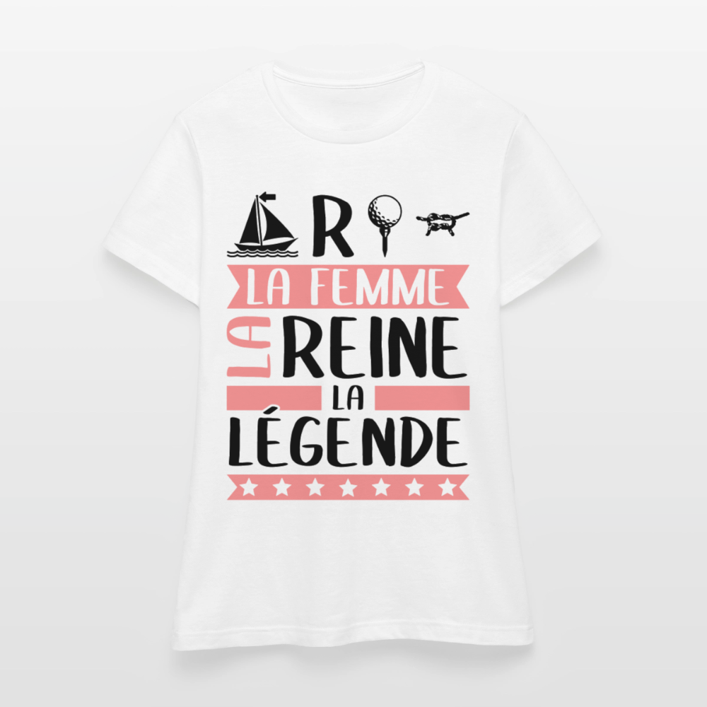 T-shirt femme coloris clair Martine rébus – La femme, la reine, la légende - blanc