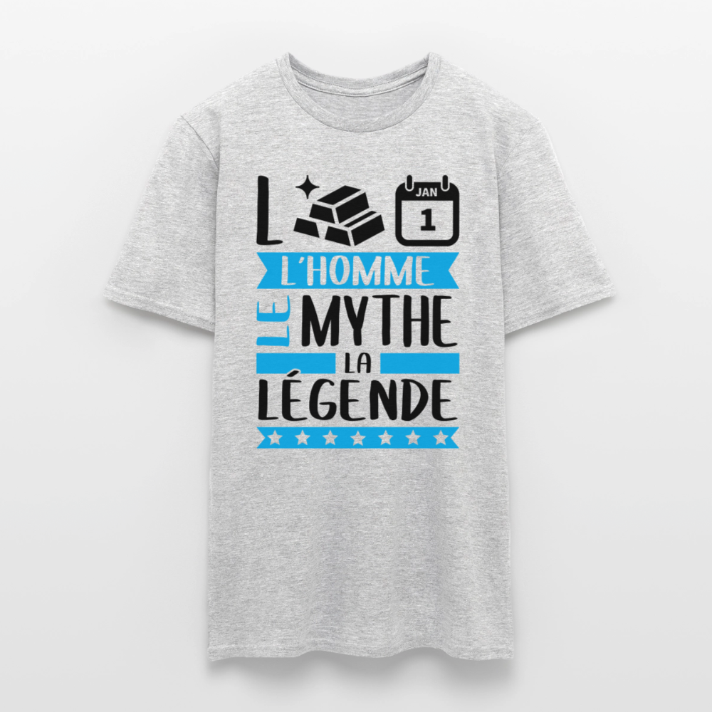 T-shirt homme coloris clair Laurent en rébus – L’homme, le mythe, la légende - gris chiné