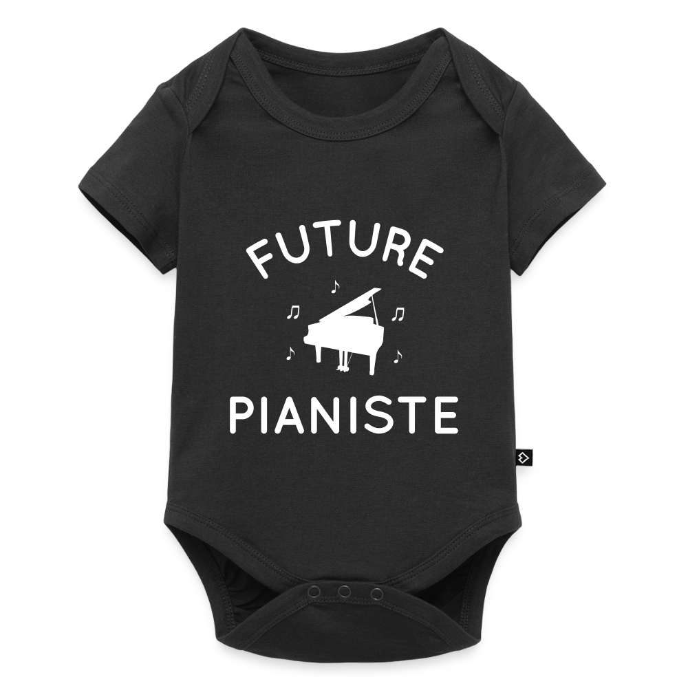Body Bébé bio manches courtes - Future pianiste - noir