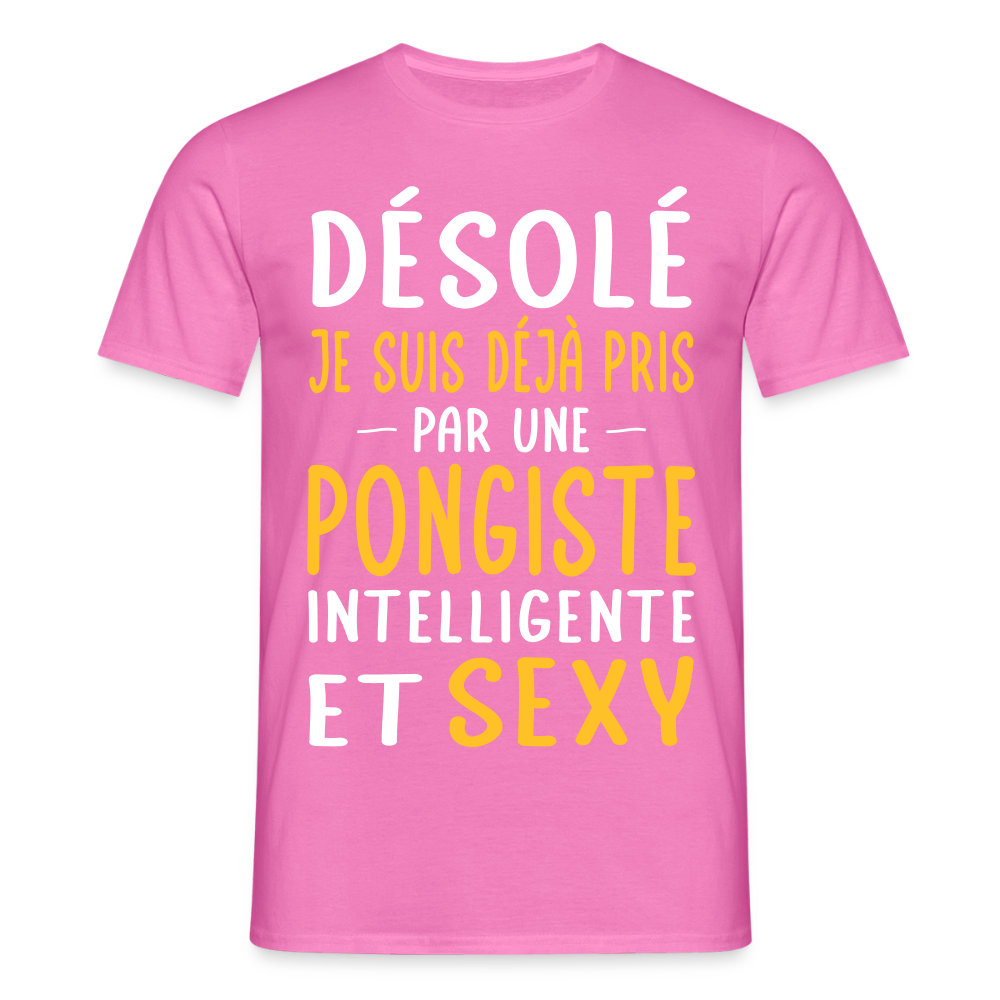 T-shirt Homme - Je suis pris par une pongiste intelligente et sexy - rose