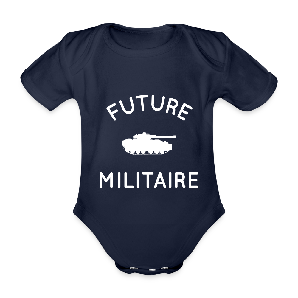 Body Bébé bio manches courtes - Future militaire - marine foncé