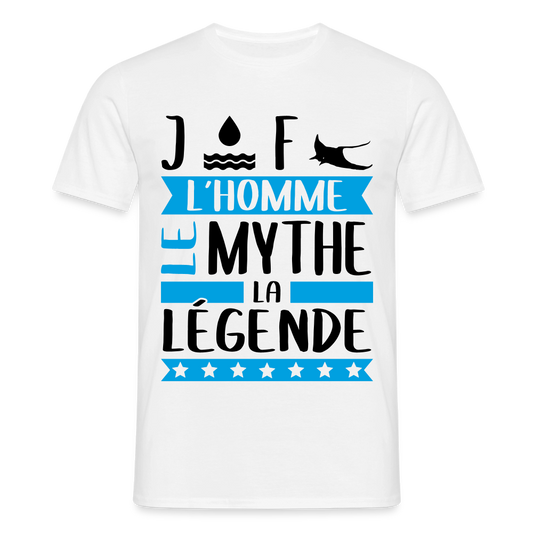 T-shirt homme coloris clair Geoffrey en rébus – L’homme, le mythe, la légende - blanc