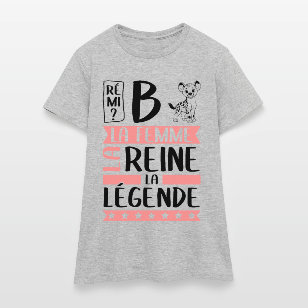 T-shirt femme coloris clair Fabienne rébus – La femme, la reine, la légende - gris chiné