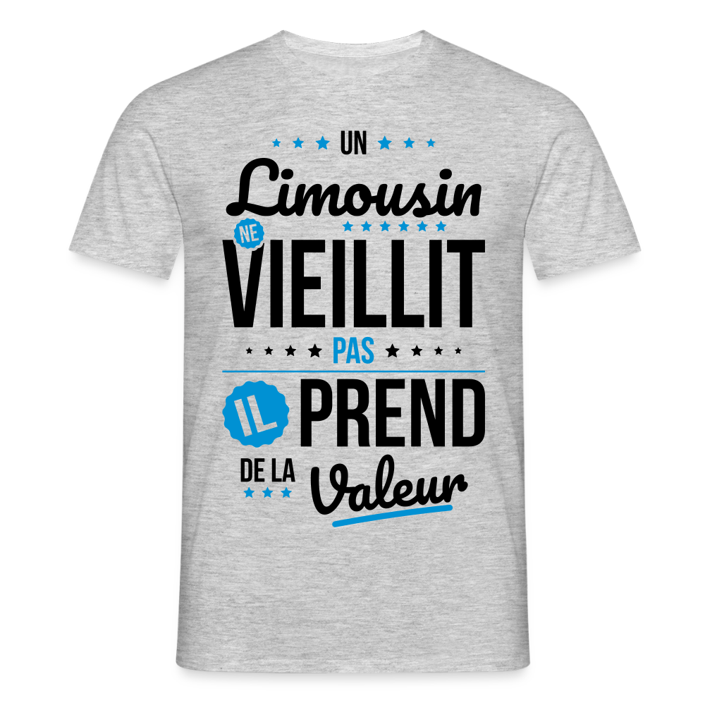 T-shirt Homme - Un Limousin ne vieillit pas - gris chiné