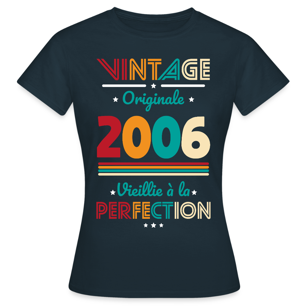 T-shirt anniversaire femme 20 ans – Vintage, originale, 2006 - marine