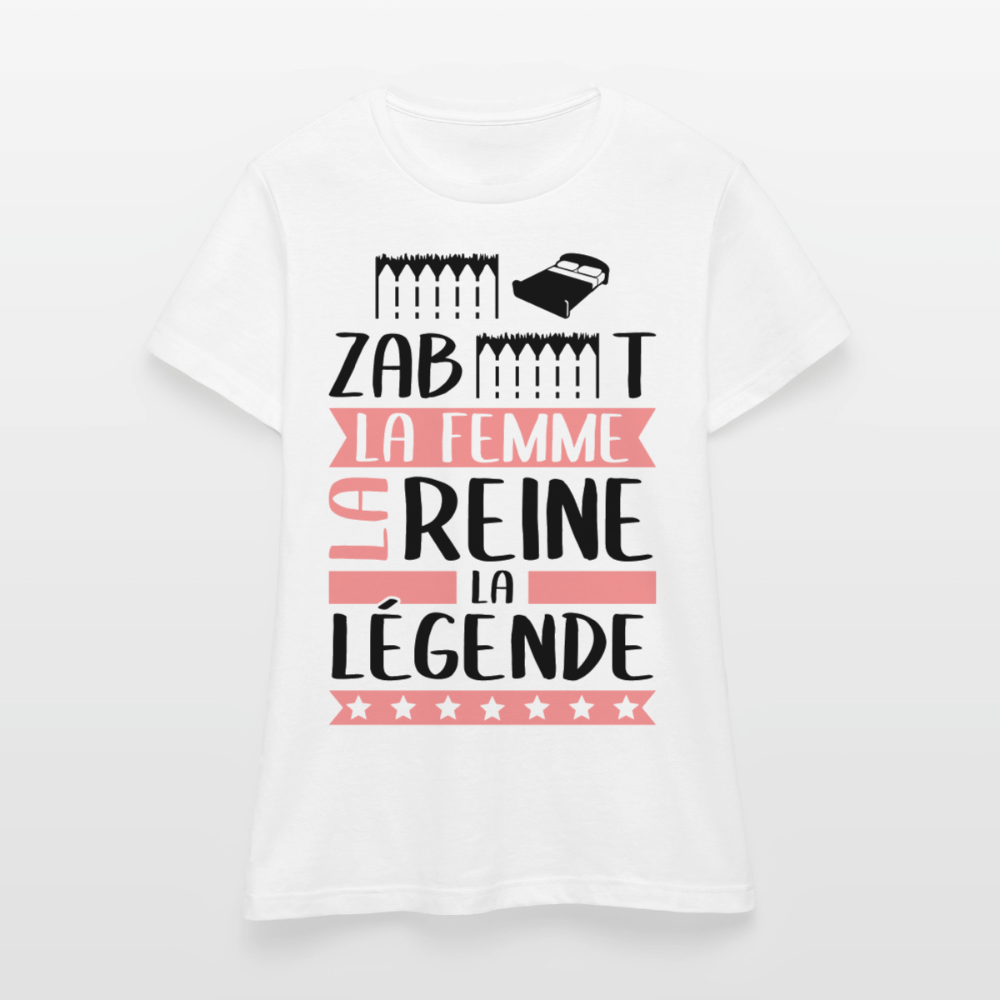 T-shirt femme coloris clair Elisabeth rébus – La femme, la reine, la légende - blanc