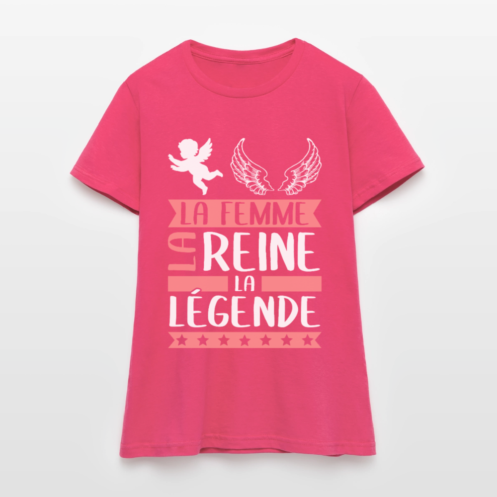 T-shirt femme Angèle rébus – La femme, la reine, la légende - rose azalée