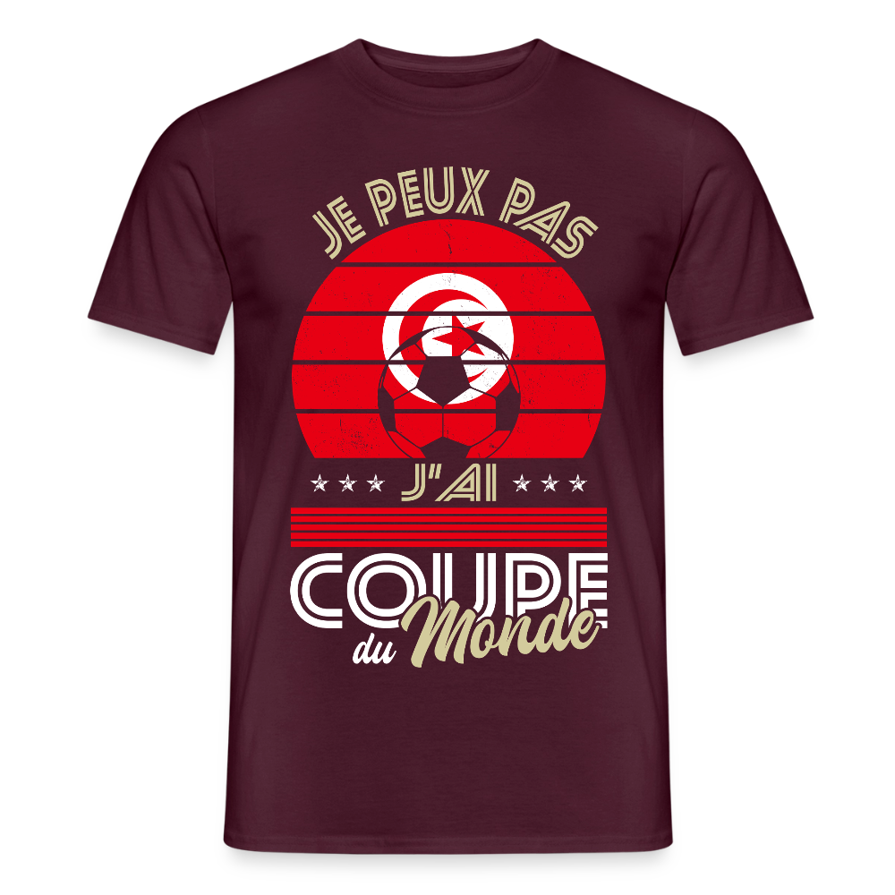 T-shirt Homme - Je peux pas j'ai Coupe du Monde - Tunisie - rouge brique