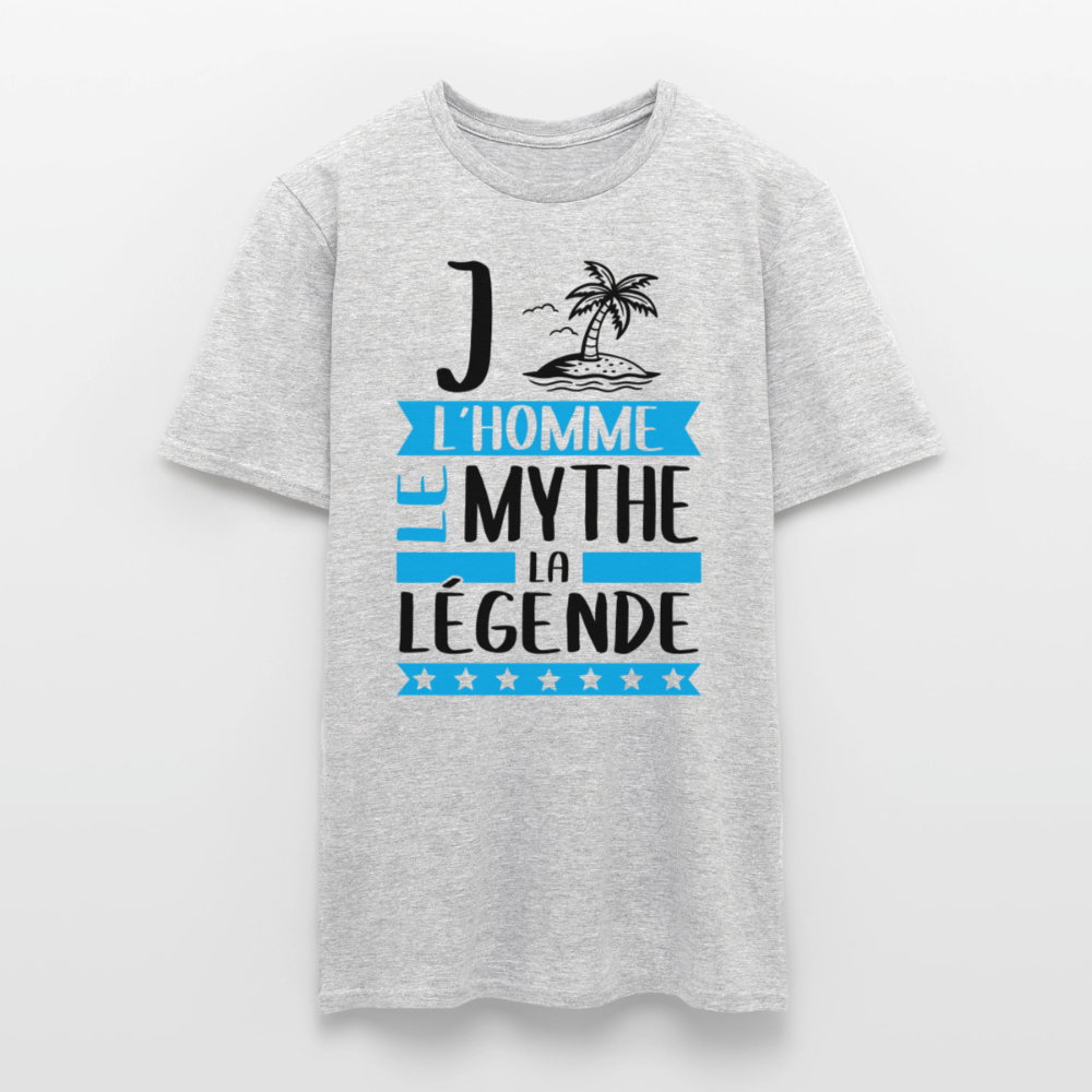 T-shirt homme coloris clair Gilles en rébus – L’homme, le mythe, la légende - gris chiné