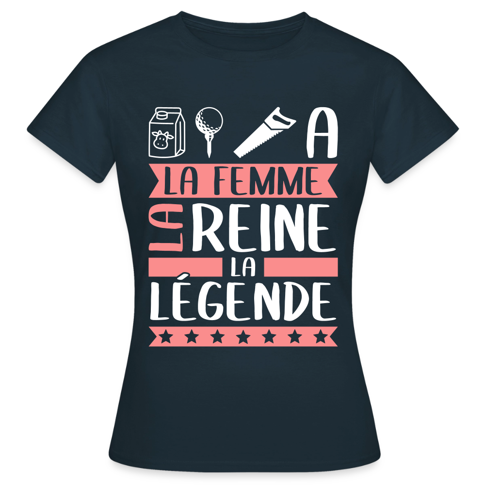 T-shirt femme Laëtitia rébus – La femme, la reine, la légende - marine