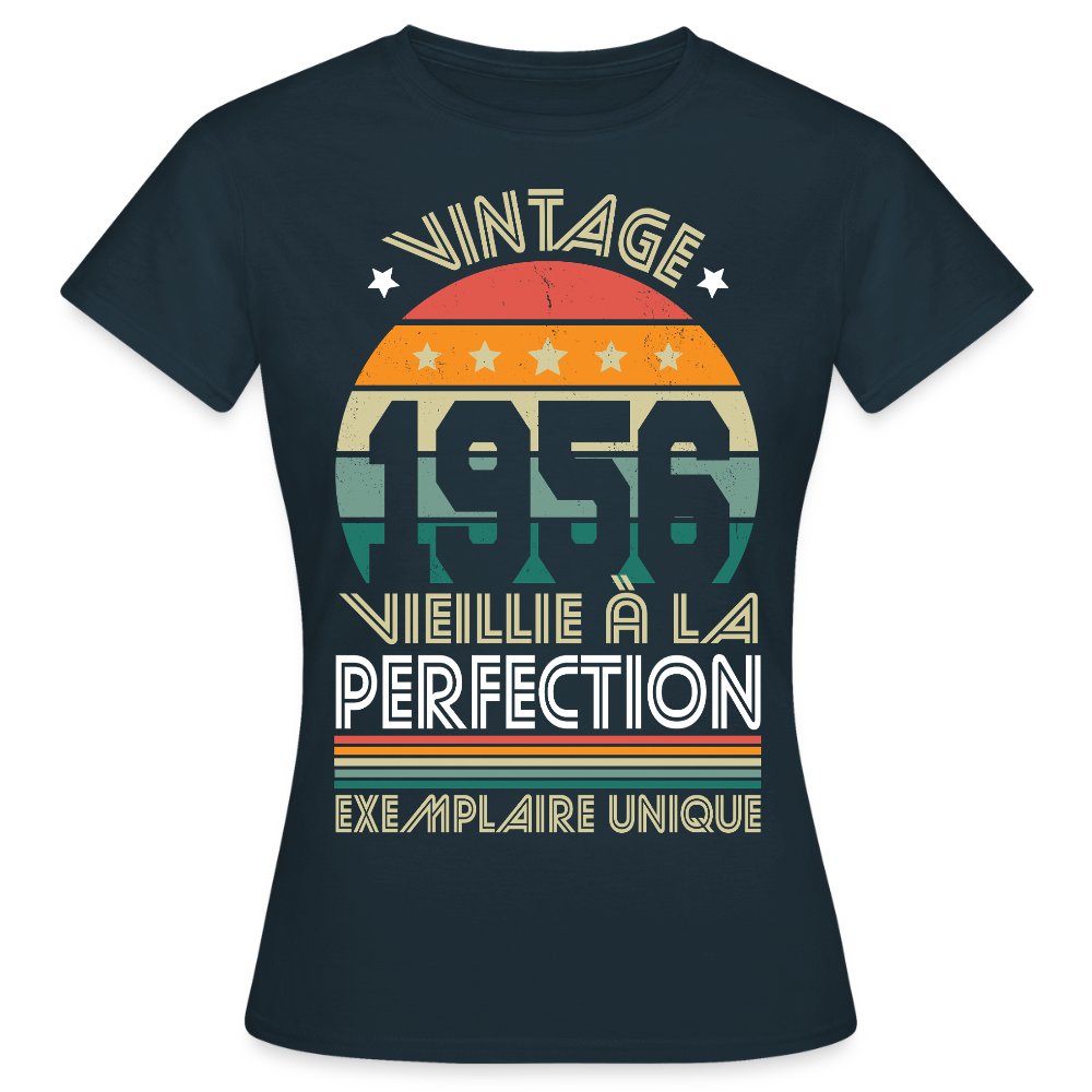T-shirt anniversaire femme 70 ans – Vintage 1956 - marine