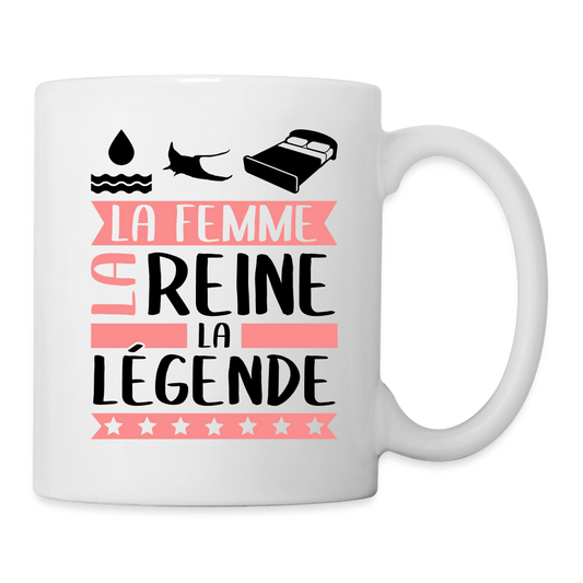 Mug blanc Aurélie rébus – La femme, la reine, la légende - blanc
