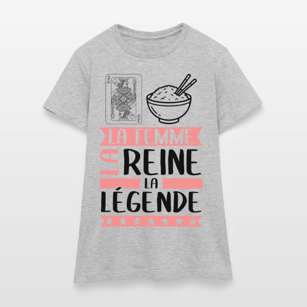 T-shirt femme coloris clair Valérie en rébus – La femme, la reine, la légende - gris chiné