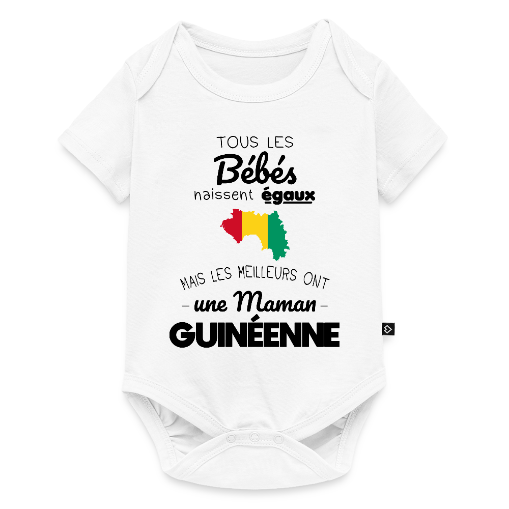 Body Bébé bio manches courtes - Les Meilleurs Ont Une Maman Guinéenne - blanc