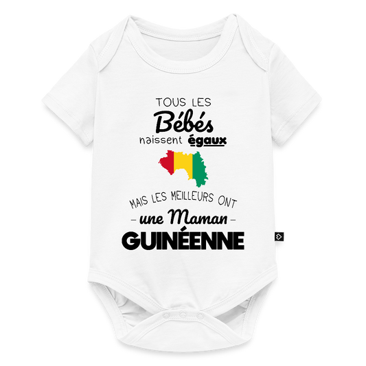 Body Bébé bio manches courtes - Les Meilleurs Ont Une Maman Guinéenne - blanc