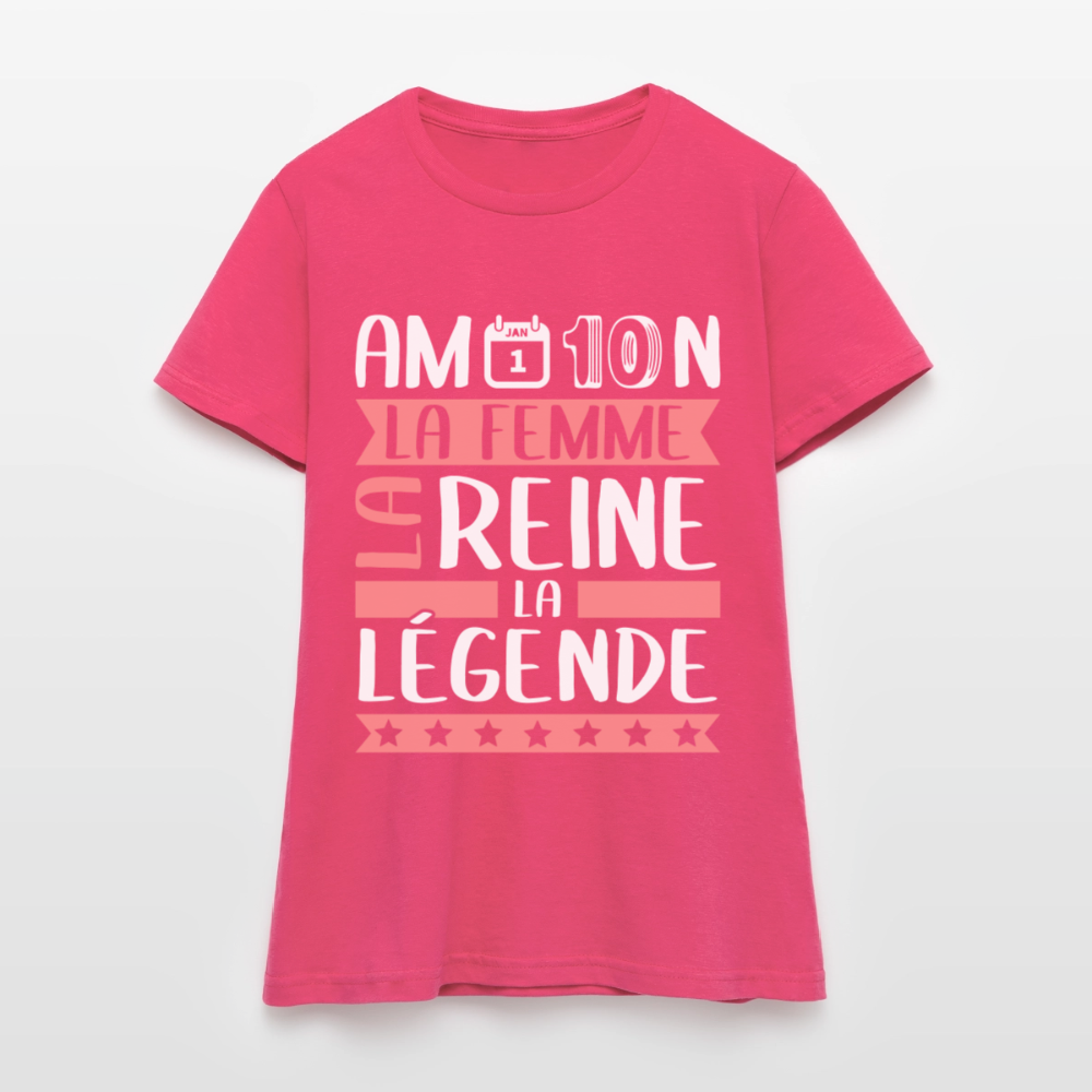 T-shirt femme Amandine rébus – La femme, la reine, la légende - rose azalée