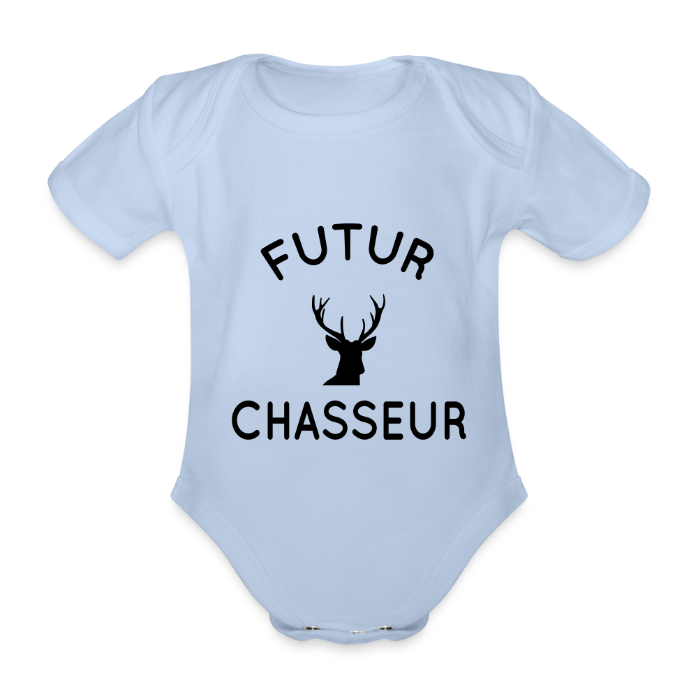 Body Bébé bio manches courtes - Futur chasseur - ciel