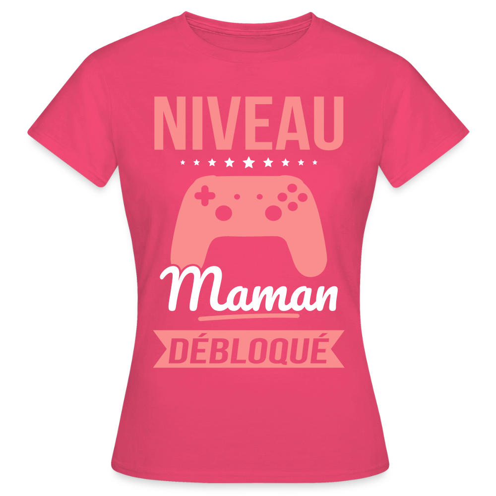 T-shirt femme - Niveau maman débloqué - rose azalée