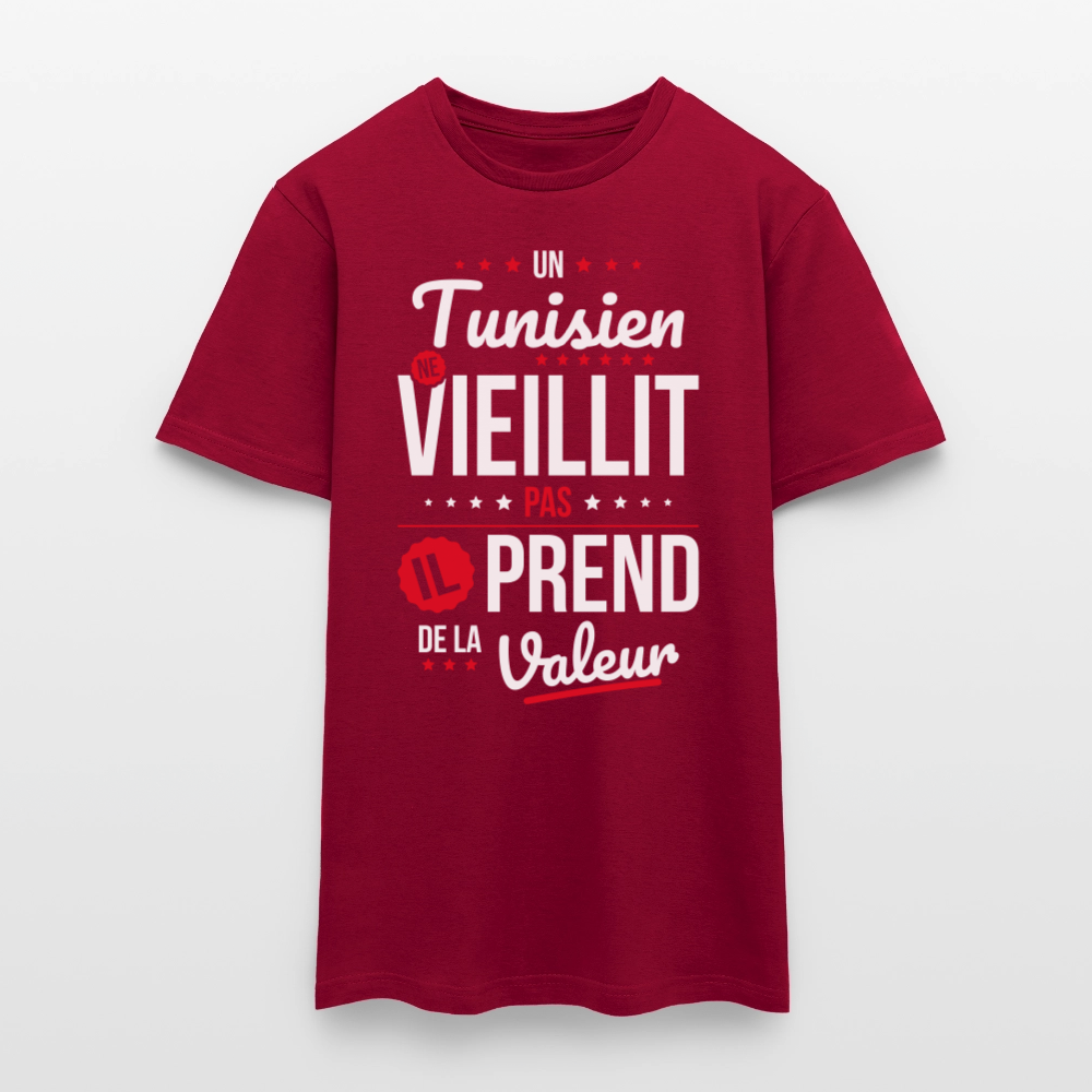T-shirt Homme - Un Tunisien ne vieillit pas - rouge brique