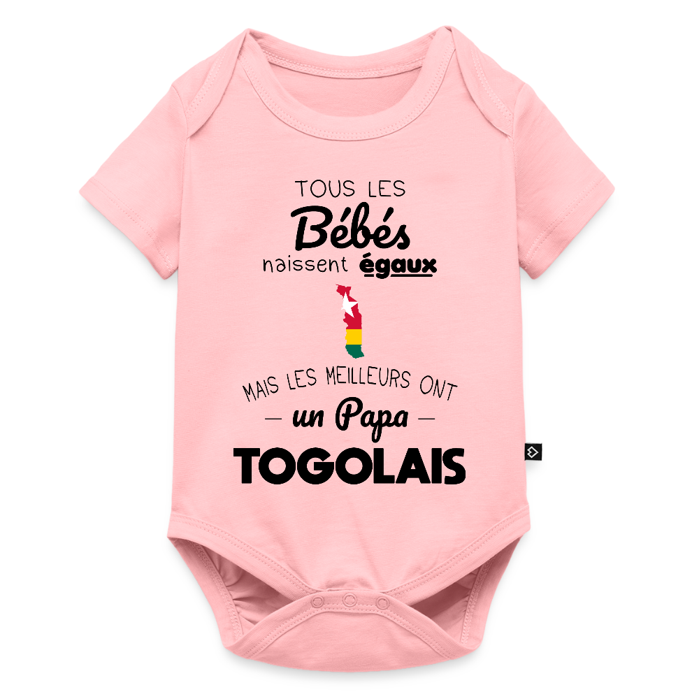 Body Bébé bio manches courtes - Les Meilleurs Ont Un Papa Togolais - rose