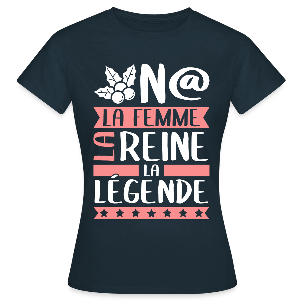 T-shirt femme Oona rébus – La femme, la reine, la légende - marine