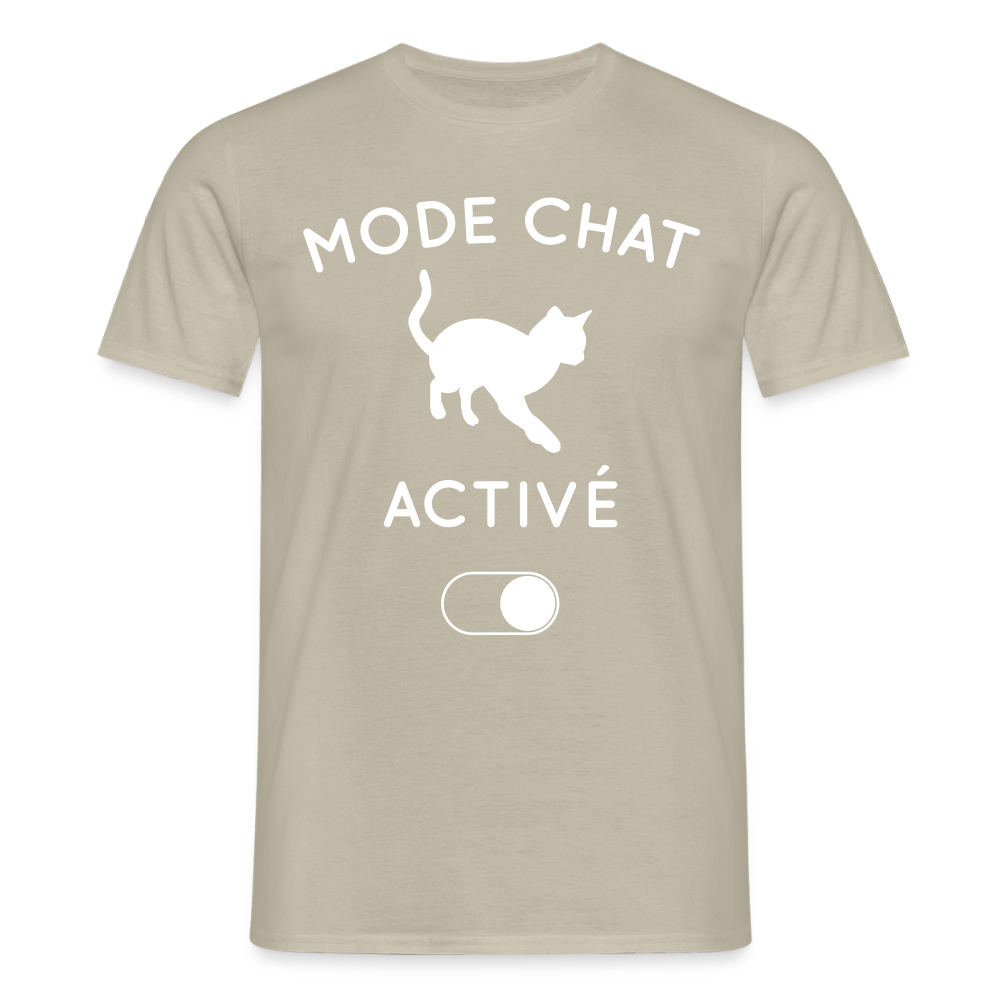 T-shirt Homme - Mode chat activé - beige sable