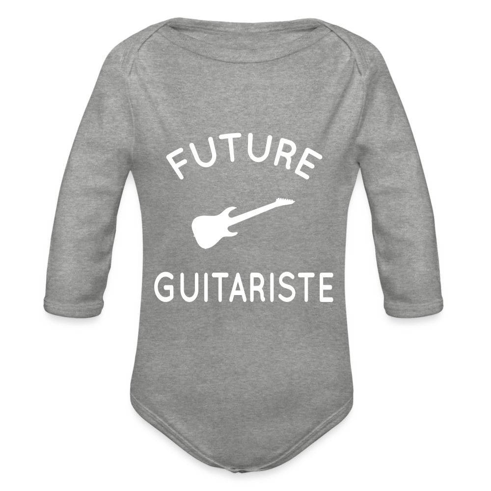 Body Bébé bio manches longues - Future guitariste - gris chiné