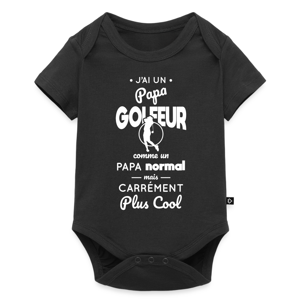 Body Bébé bio manches courtes - J'ai un papa golfeur - noir