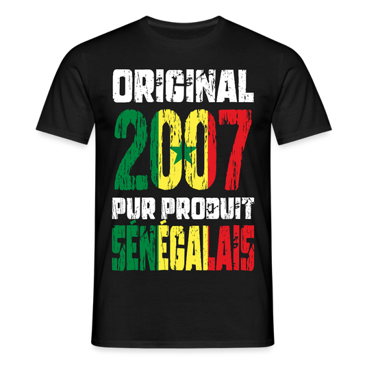 T-shirt Homme - Anniversaire 18 Ans - Original 2007 - Pur produit Sénégalais - noir