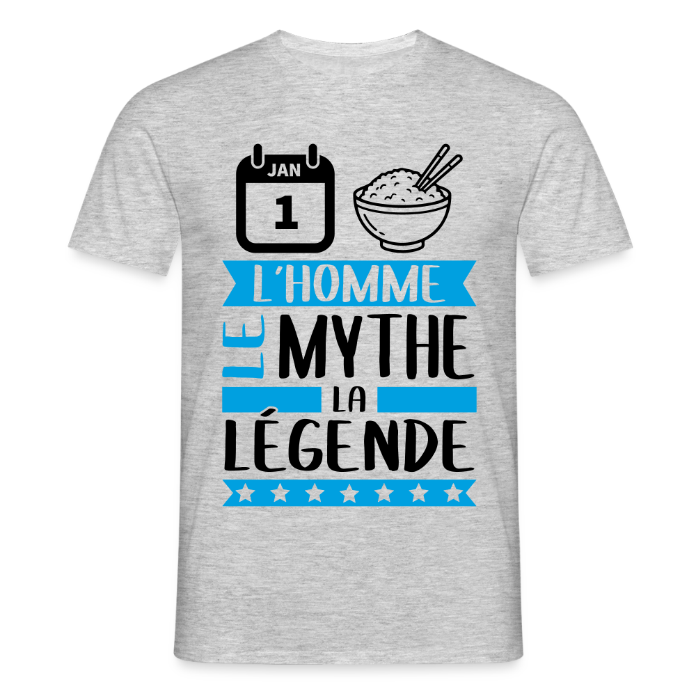 T-shirt homme coloris clair Henry en rébus – L’homme, le mythe, la légende - gris chiné