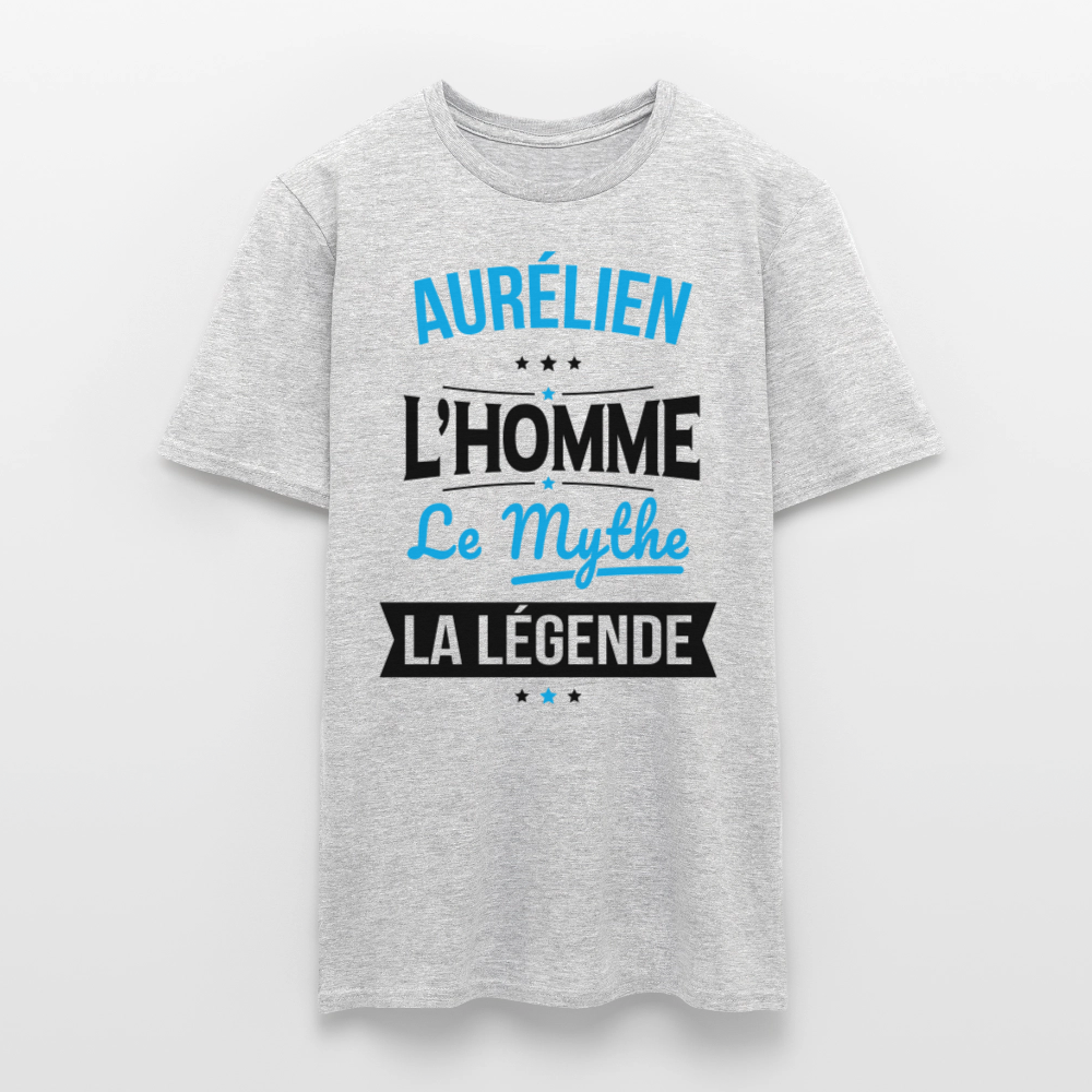 T-shirt Homme - Aurélien - l'Homme - le Mythe - la Légende - gris chiné