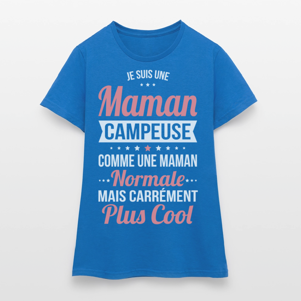 T-shirt Femme - Maman campeuse plus cool - bleu royal