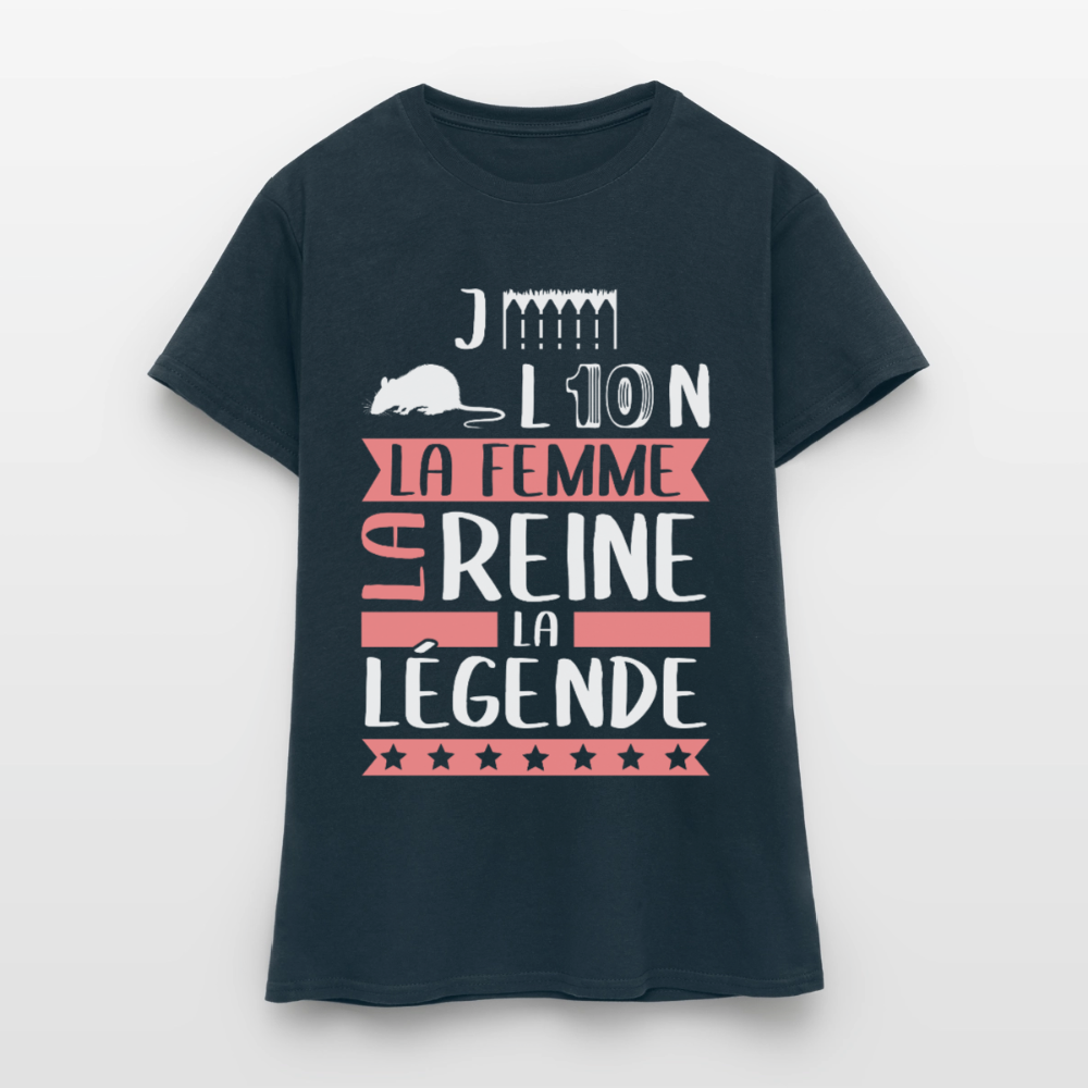 T-shirt femme Géraldine rébus – La femme, la reine, la légende - marine