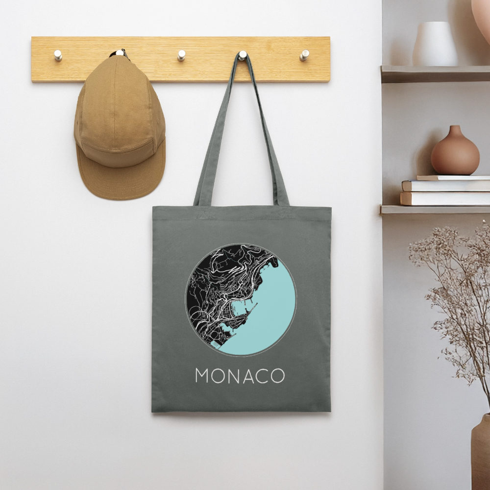 Tote Bag Monaco Bio – Plan de Monaco - charbon