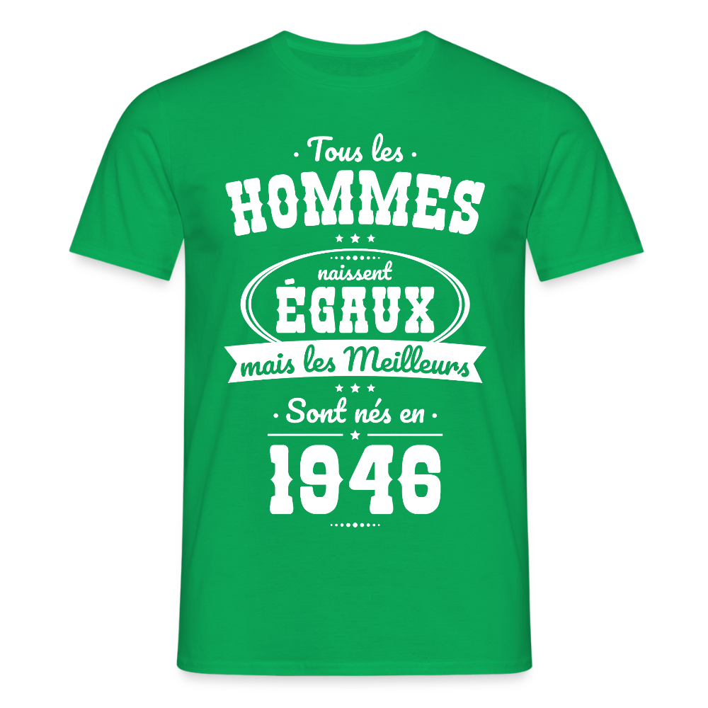 T-shirt anniversaire homme 80 ans – Les meilleurs sont nés en 1946 - vert