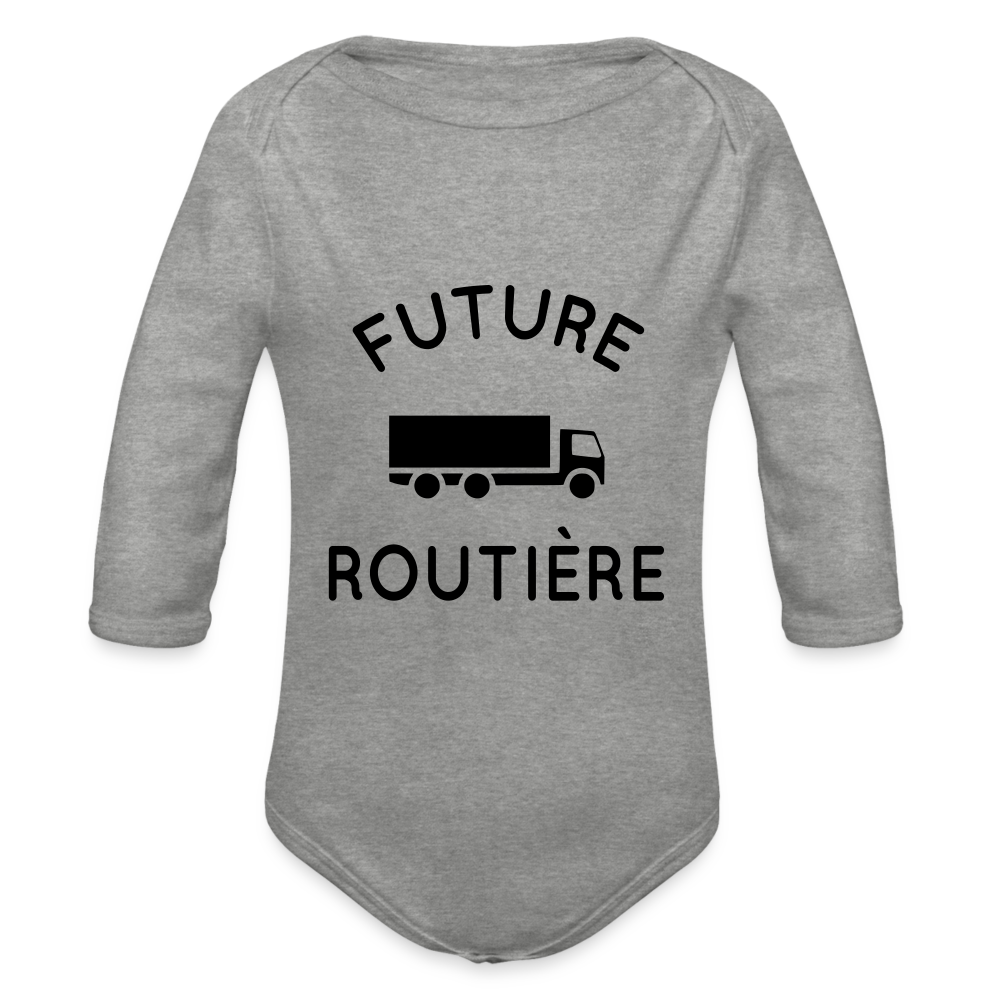 Body Bébé bio manches longues - Future routière - gris chiné