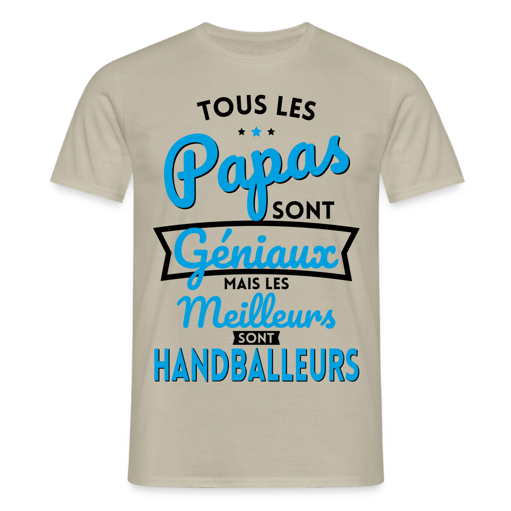 T-shirt Homme - Papas  géniaux - Les meilleurs sont handballeurs - beige sable