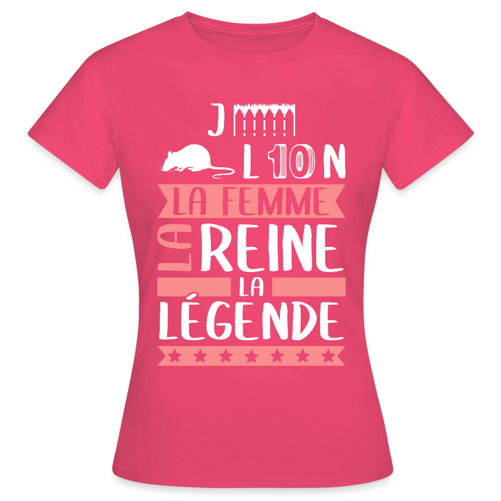 T-shirt femme Géraldine rébus – La femme, la reine, la légende - rose azalée